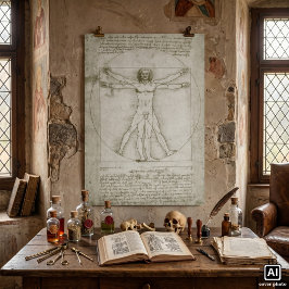Poster Homem Vitruviano por Leonardo da Vinci
