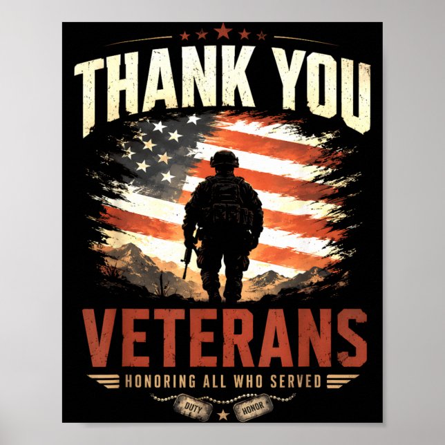 Poster Homenageando Quem Serviu Obrigado Dia dos Veterano (Frente)