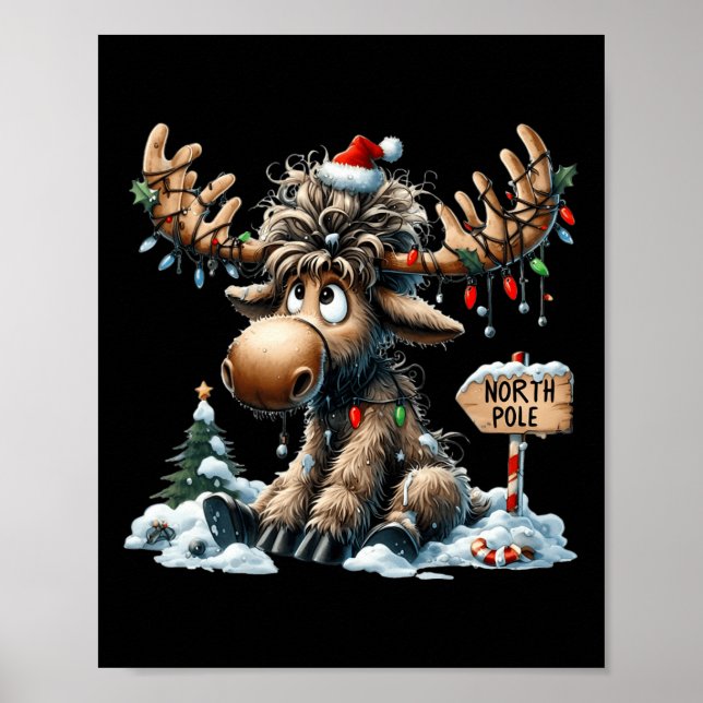 Poster Homens Cristóvão da Feliz Moose de Natal Adoráveis (Frente)