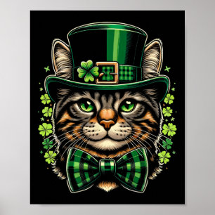 Poster Homens de Dia de São Patrício Gato Mulheres Crianç