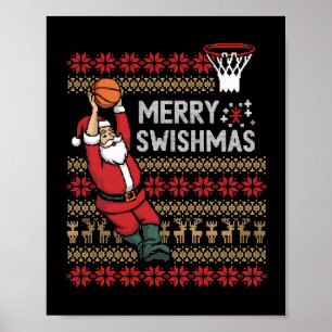 Poster Homens de Natal Feios de Basquete felizes