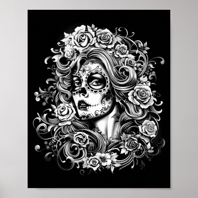 Poster Homens Dia Dos Mortos La Catrina Dia De (Frente)