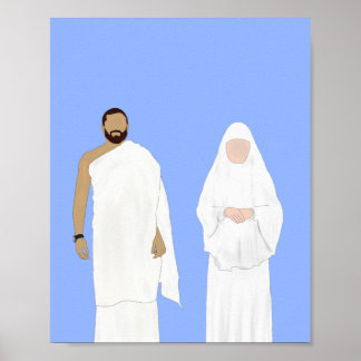 Poster Homens e Mulheres em Hajj Desenhados