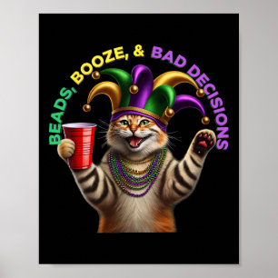 Poster Homens em confronto Engraçado Meowdi Gras Cat Mard