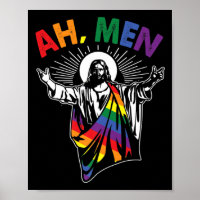 Homens Engraçados LGBT Orgulho gay Jesus Arco-Íris