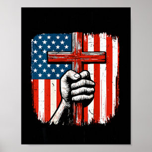 Poster Homens Fé Sobre o Medo Cristão Patriótico American