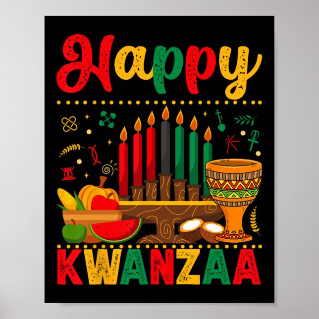 Poster Homens Felizes Kwanzaa Mulheres Kwanzaa Kinara Vel (Frente)