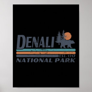 Poster Homens Mulheres Retro Parque Nacional Denali Monta