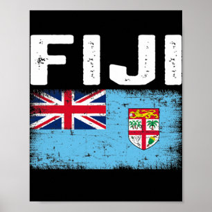 Poster Homens Patrióticos Miúdos Bandeira de Fiji Afastad