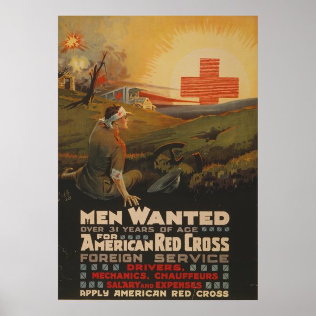 Poster Homens querem a Cruz Vermelha Americana (Frente)