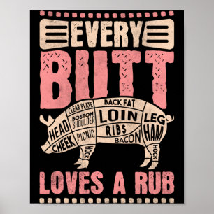 Poster Homens todo traseiro ama um desempenho rub bbq