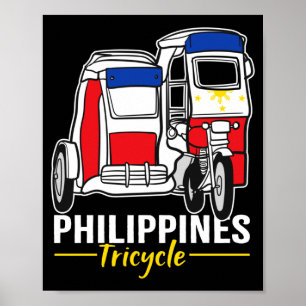 Poster Homens triciclo filipino filipinas passeio para