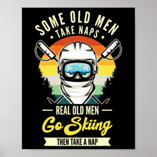 Poster Homens Verdadeiros Vão Esquiar Letras De Esqui Eng