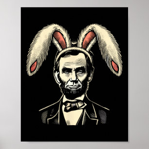 Poster Homens Vintage Páscoa Coelhinha Abraham Lin