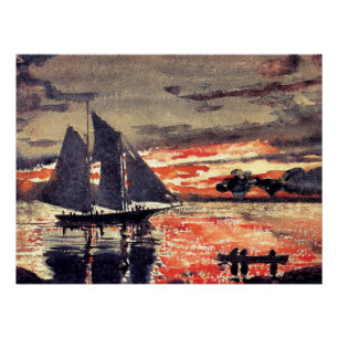 Póster Homer - Incêndios Sunset, belas artes