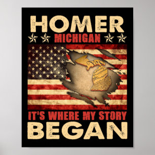 Poster Homer Michigan Usa Flag 4 De Julho