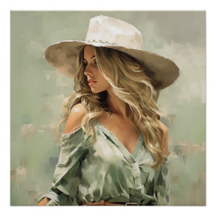 Póster Homestead Hue: Arte de Muro de Cowgirl