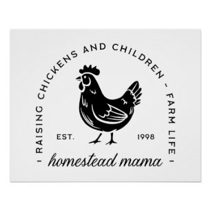 Póster Homesteader galinha mama sahm mãe engraçada cita