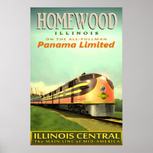 Poster HOMEWOOD Illinois Central Railroad PANAMA Limitada
