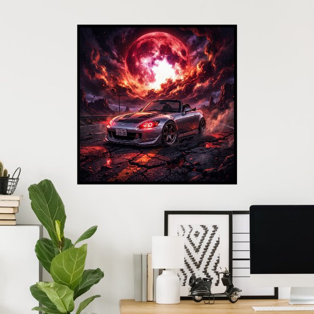Poster Honda S2000 Sob uma Lua Carmesim (Escritório em casa)