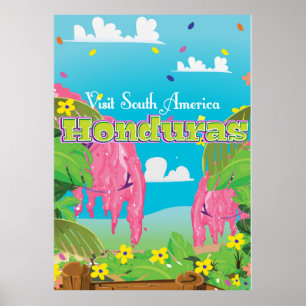 Poster honduras Cartoon Travel print.