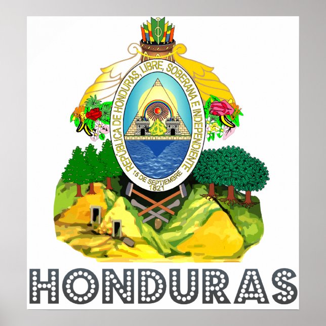 Poster Honduras Casaco de Armas (Frente)