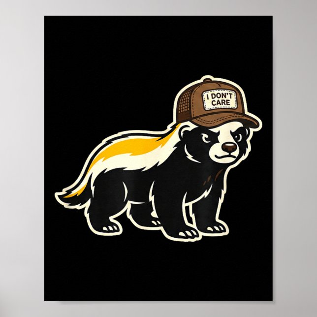 Poster Honey Badger I Don't Care Trucker Funny Animal Art (Frente)