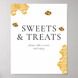 Poster Honey Bee Bridal Shower Sweets & Treats Table Sign