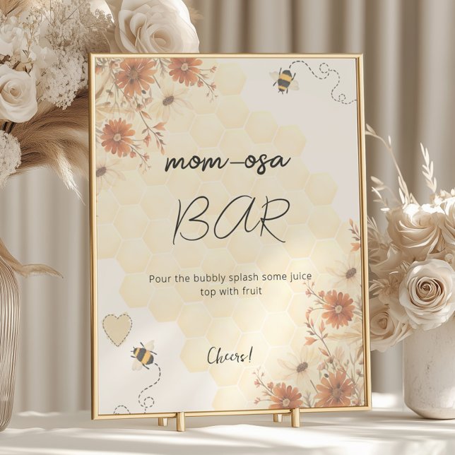 Poster Honey Boho Wildflower Chá de fraldas Mamãe-osa Bar (Criador carregado)