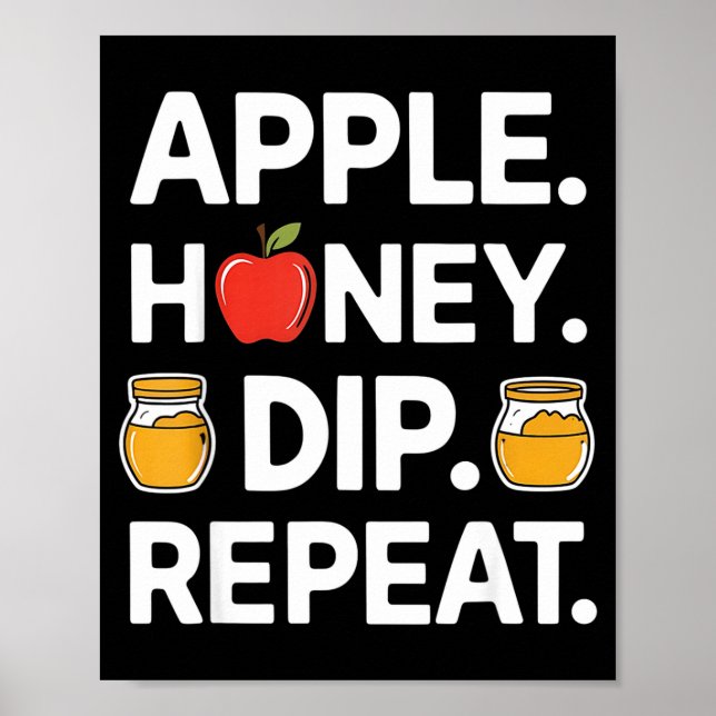 Poster Honey Dip Repeat Funny Rosh Hashanah Jewish New Ye (Frente)