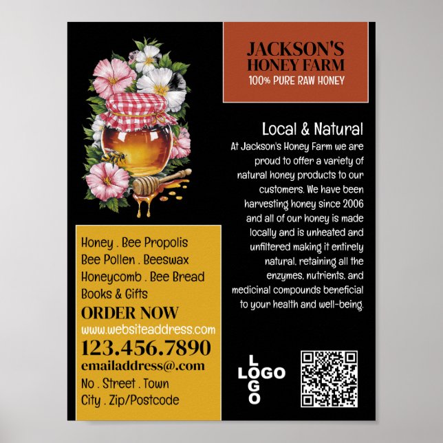 Poster Honey Jar - Beeyard, publicidade sobre Fazendas de (Frente)
