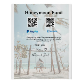 Póster Honeymoon fund venomo paypal donation Q R couple