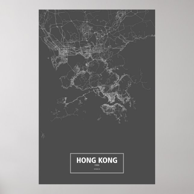Póster Hong Kong, China (branco a preto) (Frente)