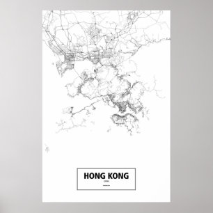 Póster Hong Kong, China (preto no branco)