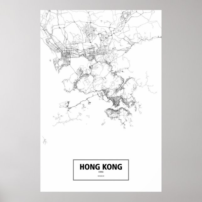 Póster Hong Kong, China (preto no branco) (Frente)