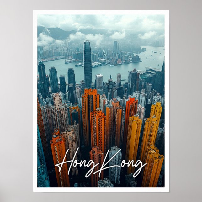 Poster Hong Kong China Skyline Top View (Frente)