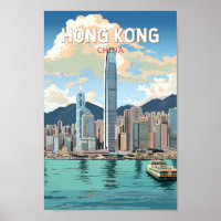 Hong Kong China Viagem Art Vintage