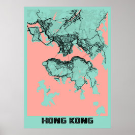 Poster Hong Kong - Mapa da Cidade da Península de Hong Ko