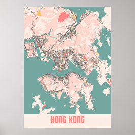 Poster Hong Kong - Mapa da cidade de Hong Kong