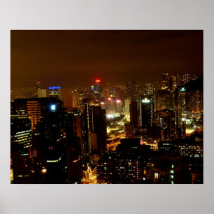 Póster Hong Kong na noite
