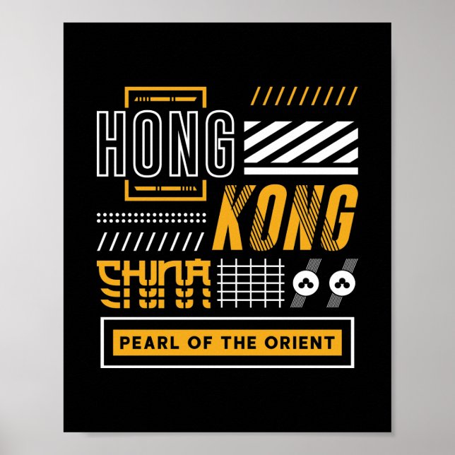 Poster Hong Kong Pérola do Oriente Design de Viagem Moder (Frente)