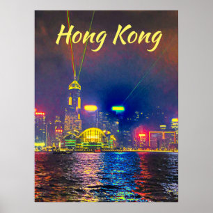 Poster Hong Kong por noite, viagem