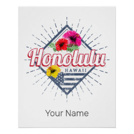 Póster Honolulu City Hawaii Estados Unidos Vintage EUA