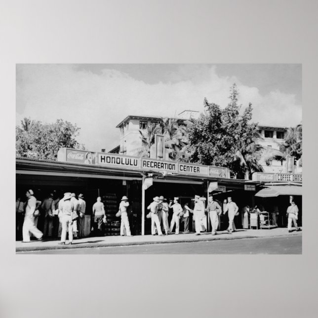 Póster Honolulu, HA - Vista do Honolulu (Frente)