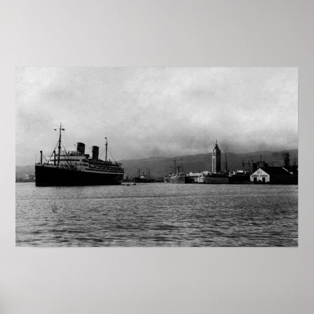 Póster Honolulu, Havaí - Vista de Honolulu (Frente)