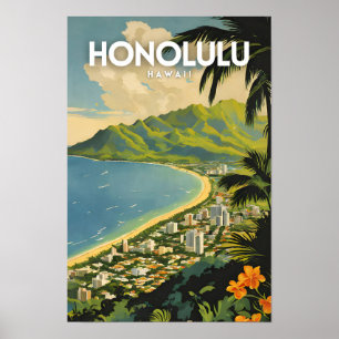 Poster Honolulu Hawaii Nostalgic Viagens vintage Art