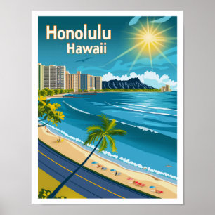 Poster Honolulu Hawaii - Viagens vintage de Vista Costeir