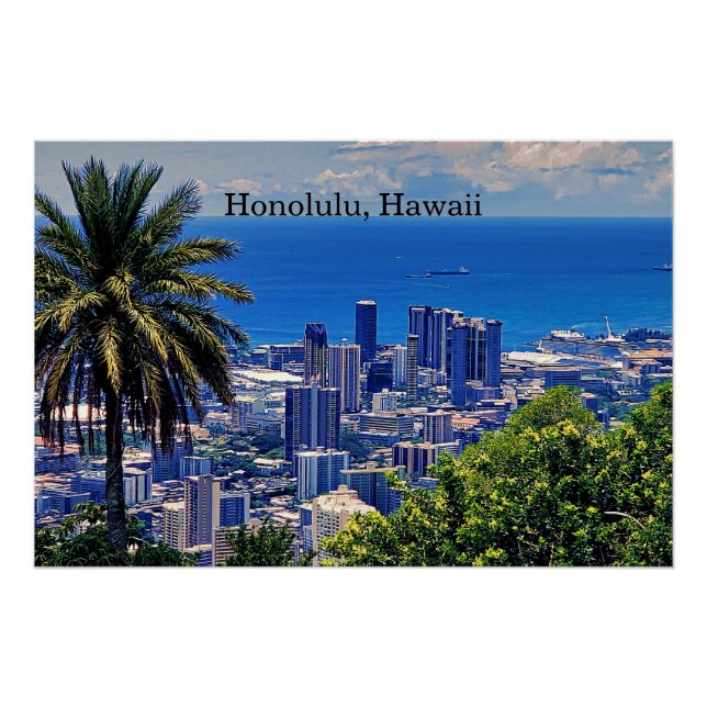 Póster Honolulu, Oahu, Havaí (Frente)
