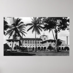 Póster Honolulu, opinião de Havaí do Bldg federal e car