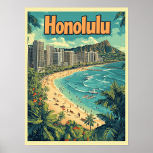Poster Honolulu - Praia do Havaí Urbano